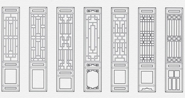 江油常用中式仿古花窗图案隔断设计图